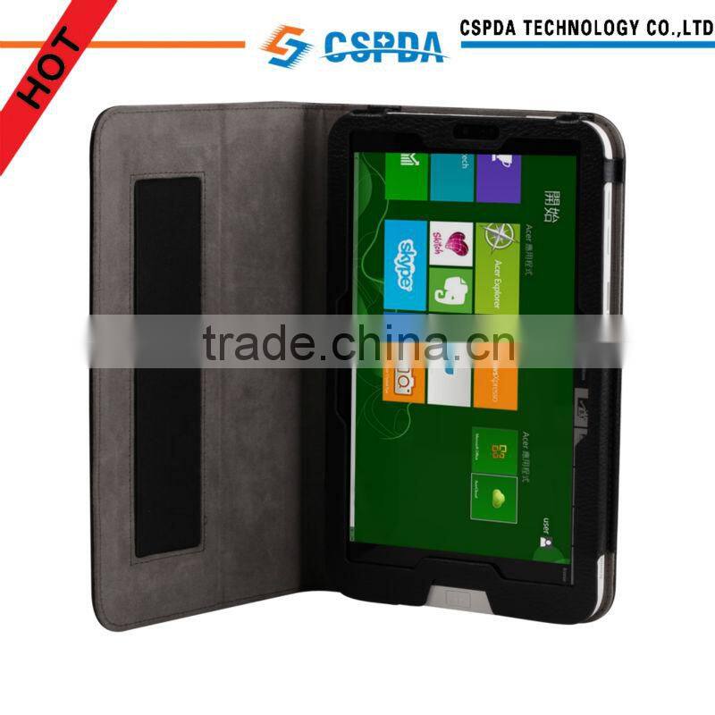 Factory price folio back stand leather case cover for Acer Iconia W3-810 Tablet
