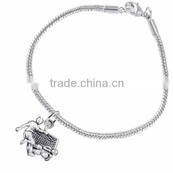 Bright, Polished, Detailed Silver Tone 3D Soccer Goalie Save Charm, Comes On An Intricately Detailed Antiqued Silver Tone Chain