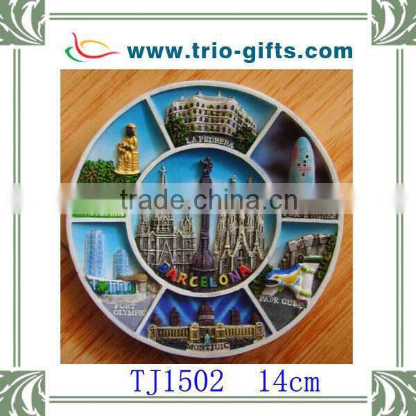 Resin wall plaque with boat and seaside village design