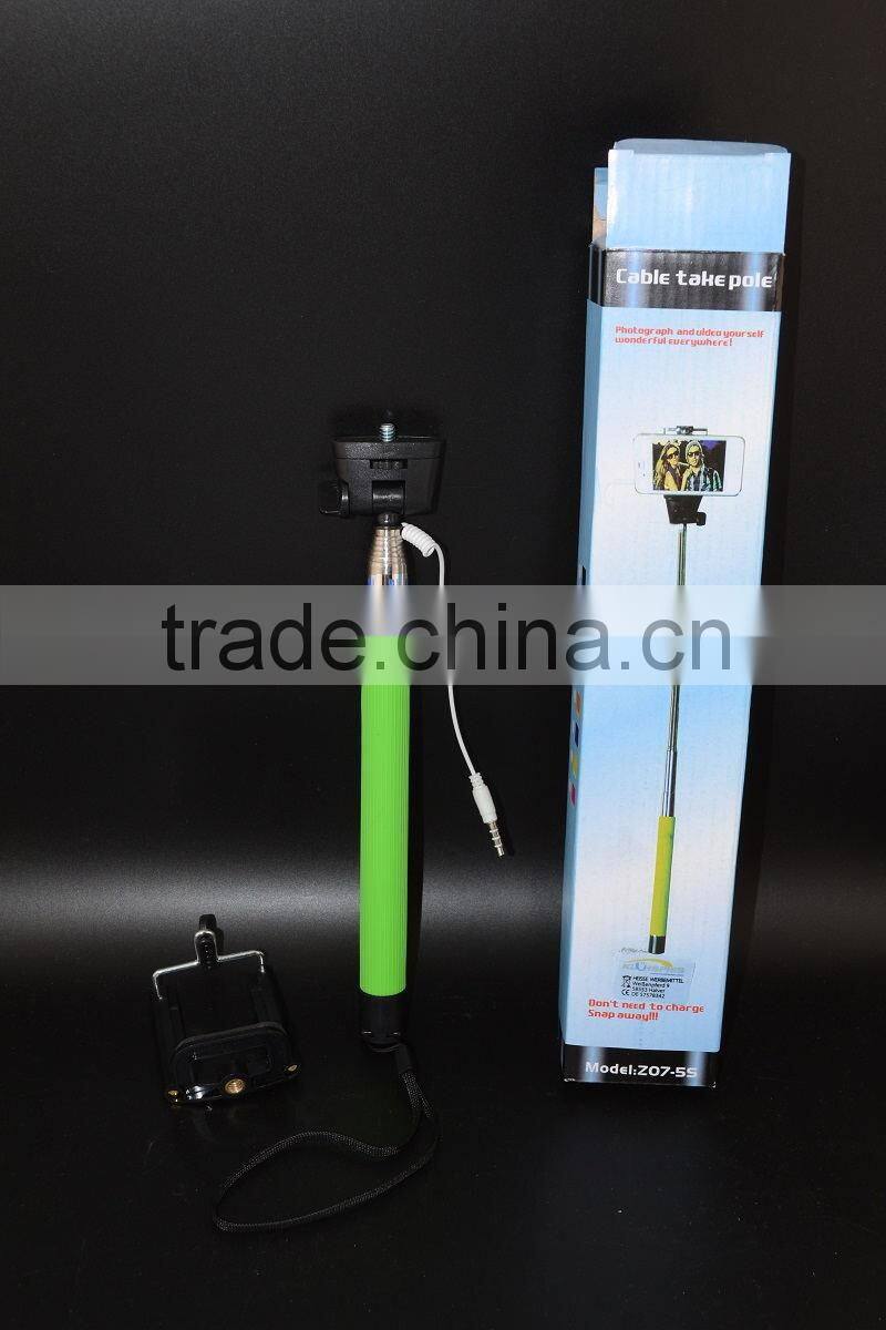 2015 Hot sale EXW monopad selfie stick wired selfie monopad for android and IOS smart cell phone christmas pink gift for girl