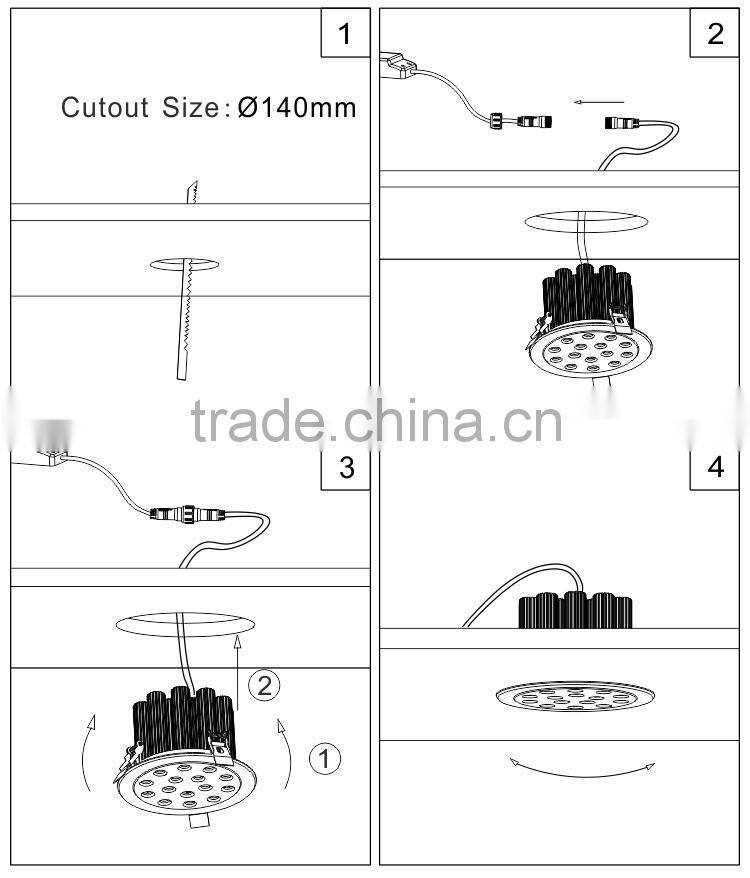 Shenzhen factory supply 30W Rotatable LED Downlight, LED Ceiling light with 3 year warranty