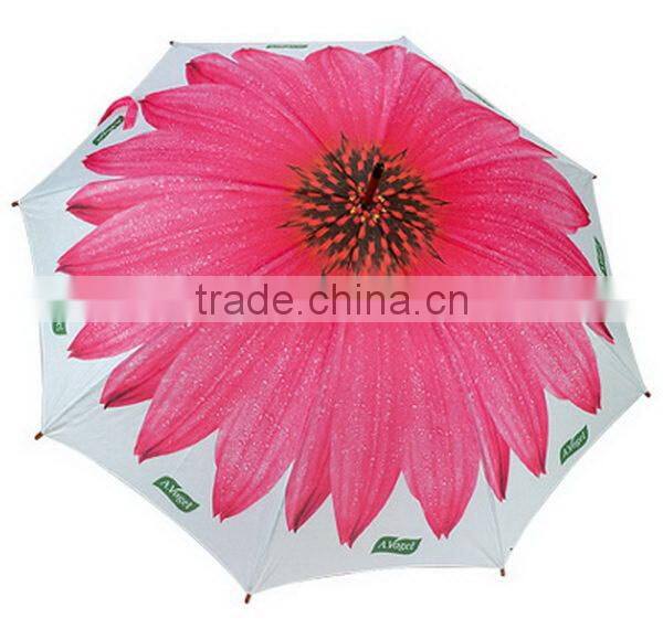 Flower full painting straight umbrella both use in sun and rain