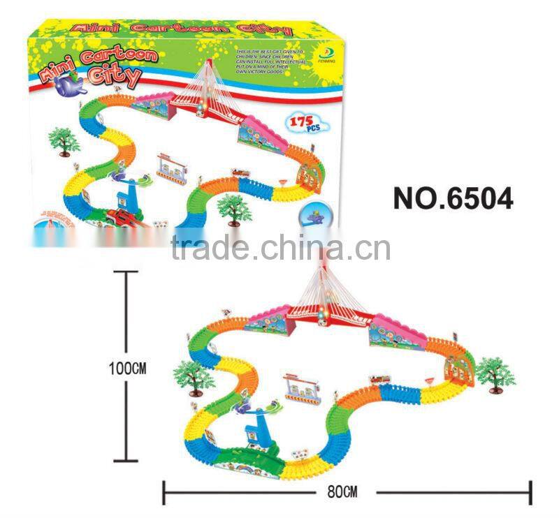 Plastic toy B/O railcar with music and light/ railway toy set 6503