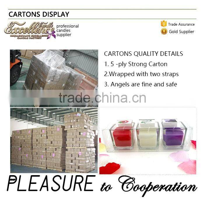 flat top 3/set scented candles soy candles in square jar holder with PVC package