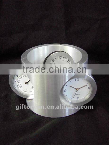 metal weather station clock, business gifts set, thermometer & hygrometer clock