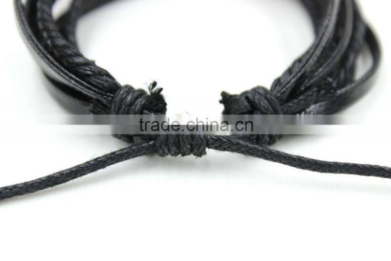 Knitting Leather Straw Rope Bracelet For Boys,Fashion Leather Bracelet For Men
