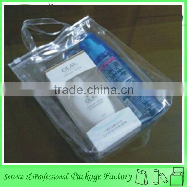 Transparent soft cosmetic bag/EVA zipper makeup tools bag/toiletry bag with handle