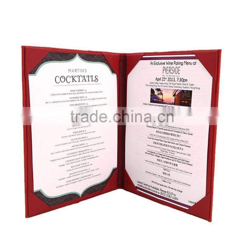 High quality A4 food menu design , fliping restaurant menu cover / led menu book