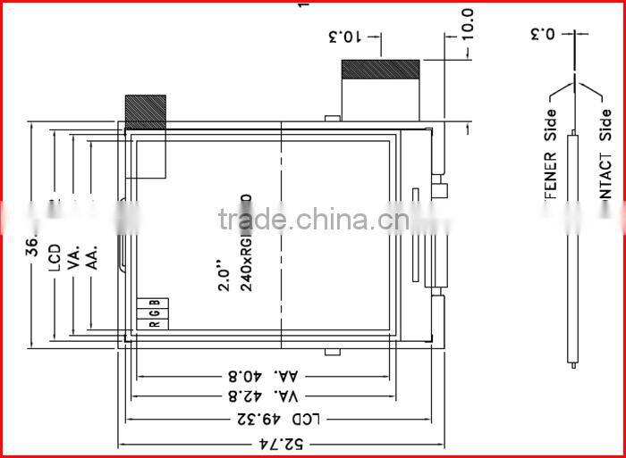 2.0inch 240*320 MCU/RGB/SPI multi interface tft high brightness transflective screen