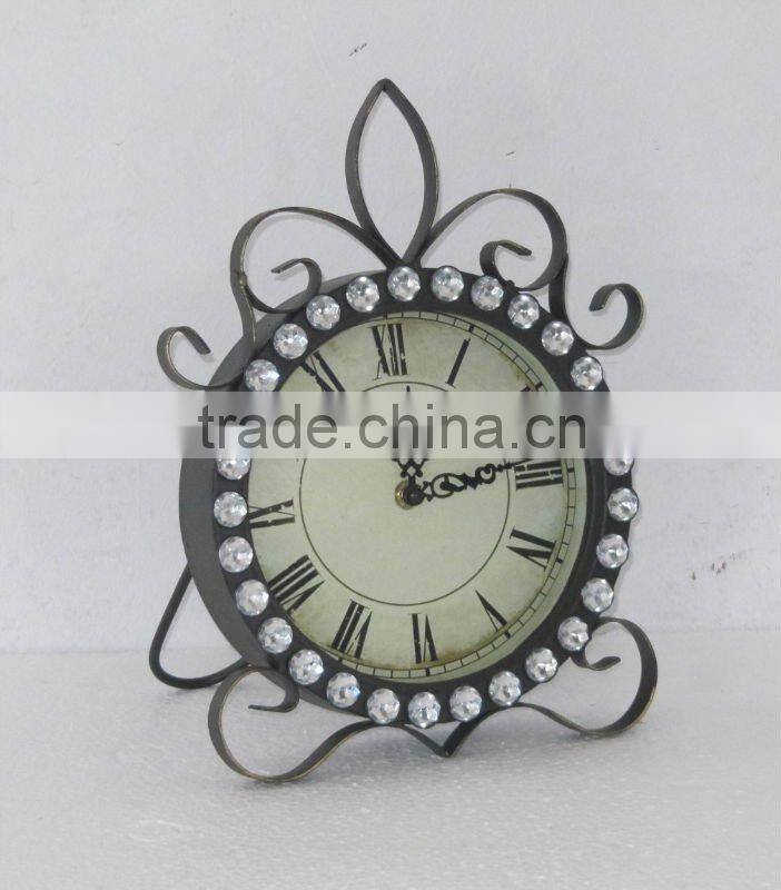 100640EA-Acrylic Diamond Metal Table Clock