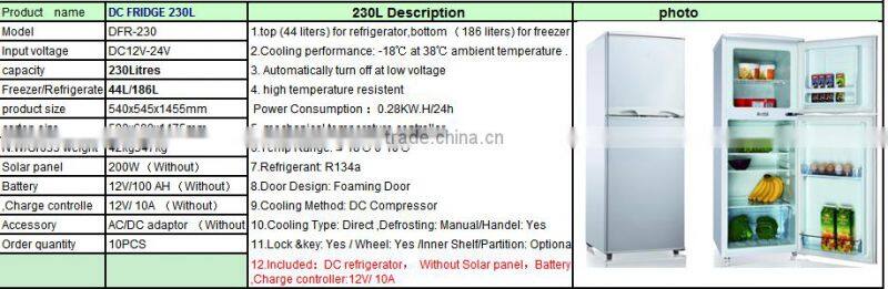128L refigerator freezer 12V/24V Solar refrigerator/fridge/freezer