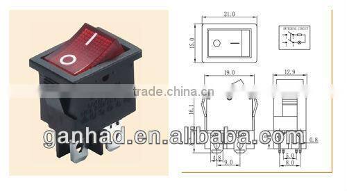 Single Pole 6 pins rocker switch