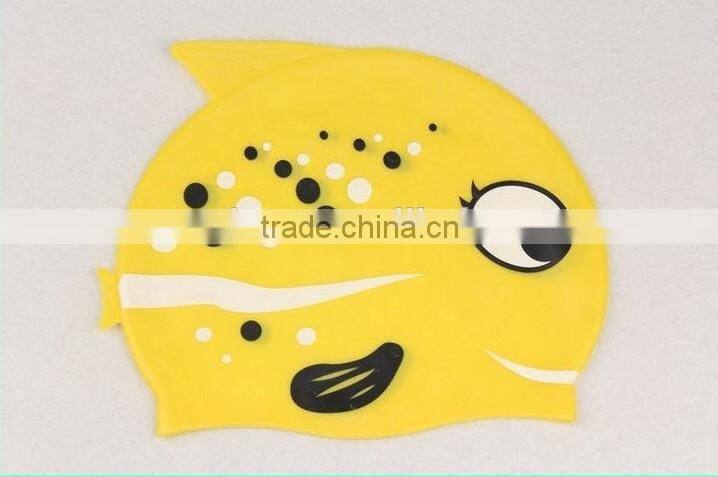 China supplier Fish Shark shape funny swimming cap silicone