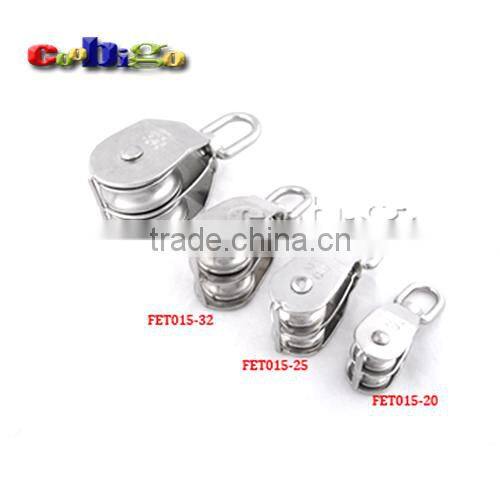 Stainless Steel 304 Double Swivel Wheel Rope Wire Sheave Pulley Lifting #FET015