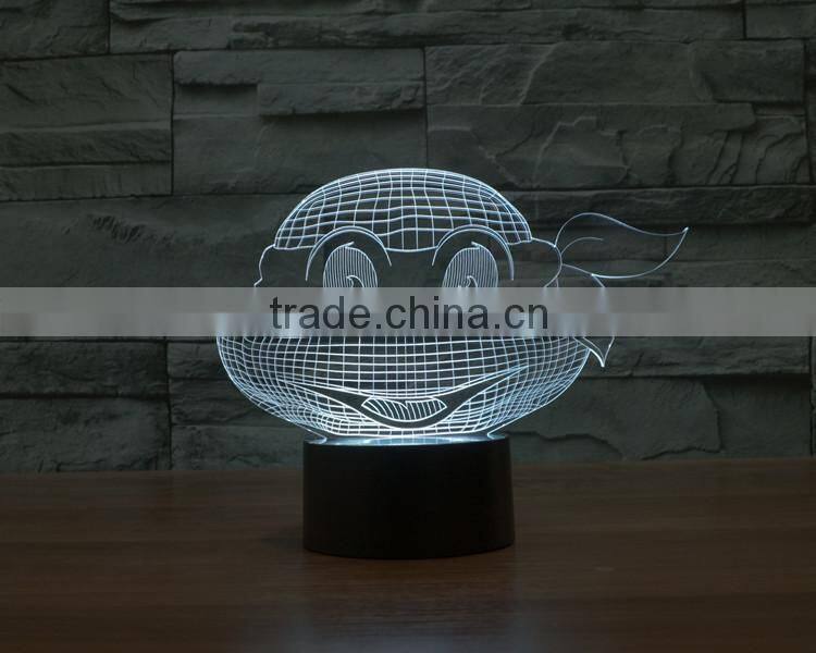 New Teenage Mutant Ninja Turtles colorful 3D LED lamp touch switch night light gradient visual illusion reading lamp Holiday
