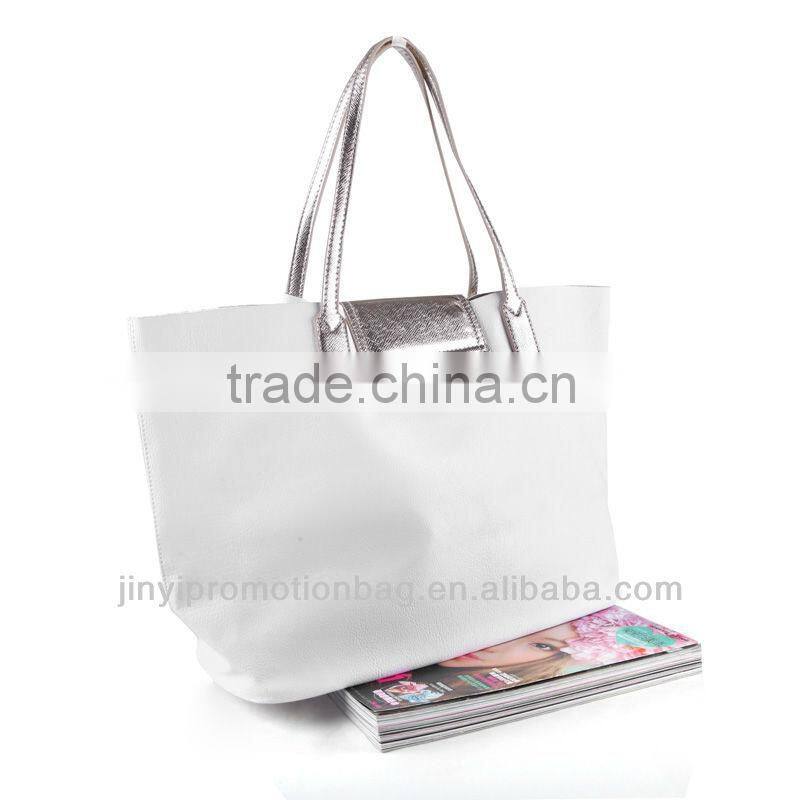 2013 white PVC shoulder bag with silver panel promotion shoulder bag