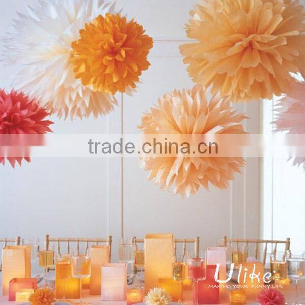 2014 popular tissue pom poms flower garland outside yard decoration for party decoration