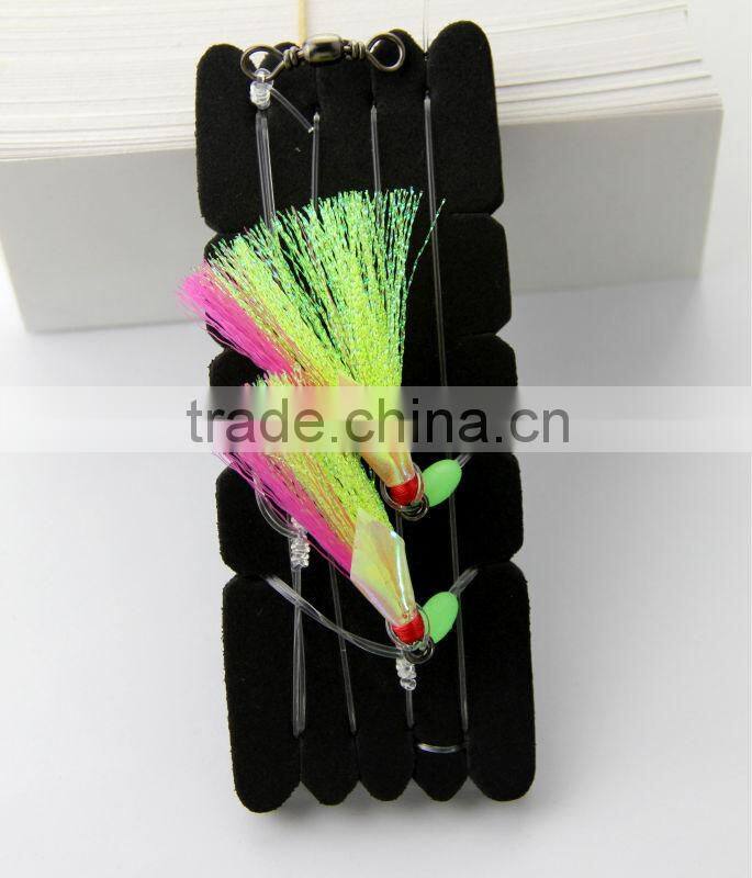 fishing rig flasher sabiki hook lumo wing glow bead 2hooks