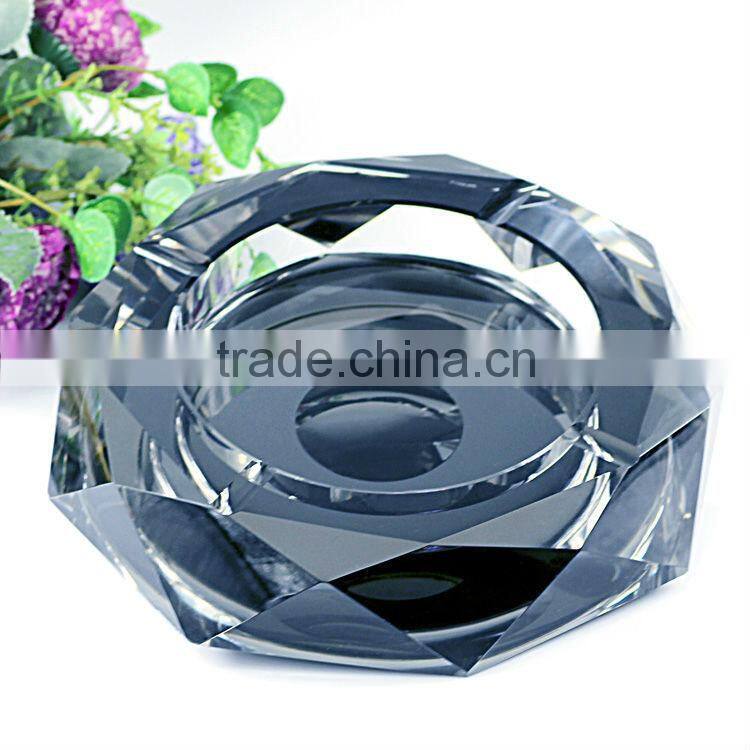Hot sale Magic Style Cut Faces Crystal Gifts Black Silver personalized Crystal Ashtray