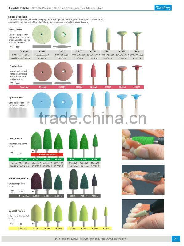 R103C 3/32" HP Shank Bullet Shaped Green Silicone Rubber Polishers Wood Polish
