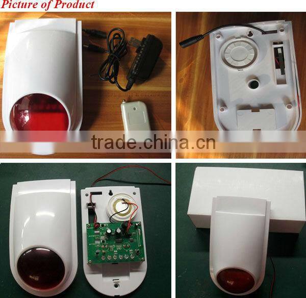 Battery powered outdoor wireless siren alarm home