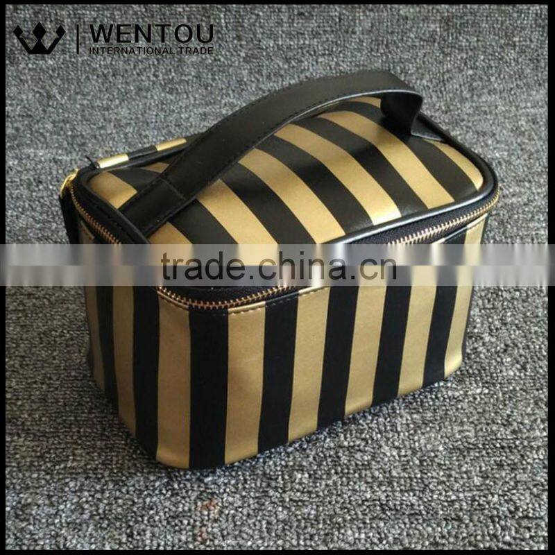 Women Cosmetic Organizer Travel Stripe Toiletry Case