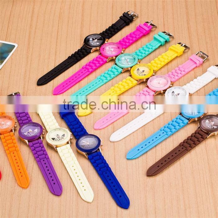 Whoelsale cheap silicone watch Geneva clover students watch silicon rubber watch