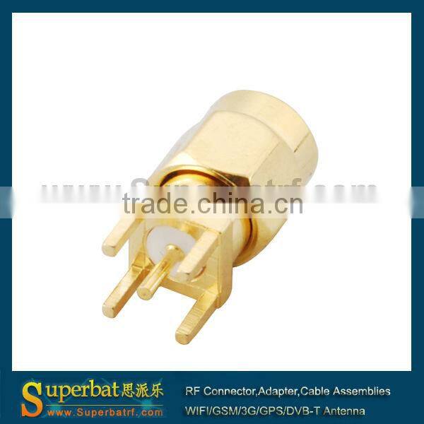 RP SMA male connector thru hole Plug vertical PCB Mount