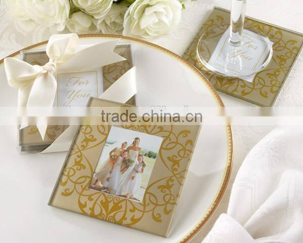 Ring Photo Frame Glass Coaster Wedding Gift
