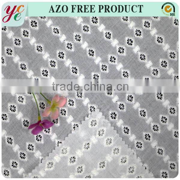 Square hole design white cotton swiss voile lace embroidery fabric