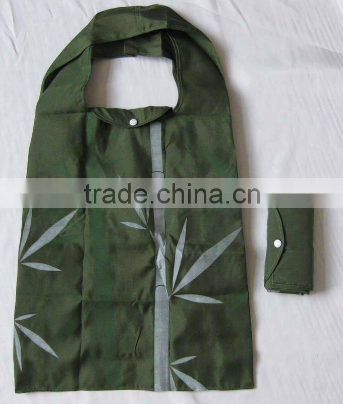 polyester folding foldable tote shopping bag with handle button