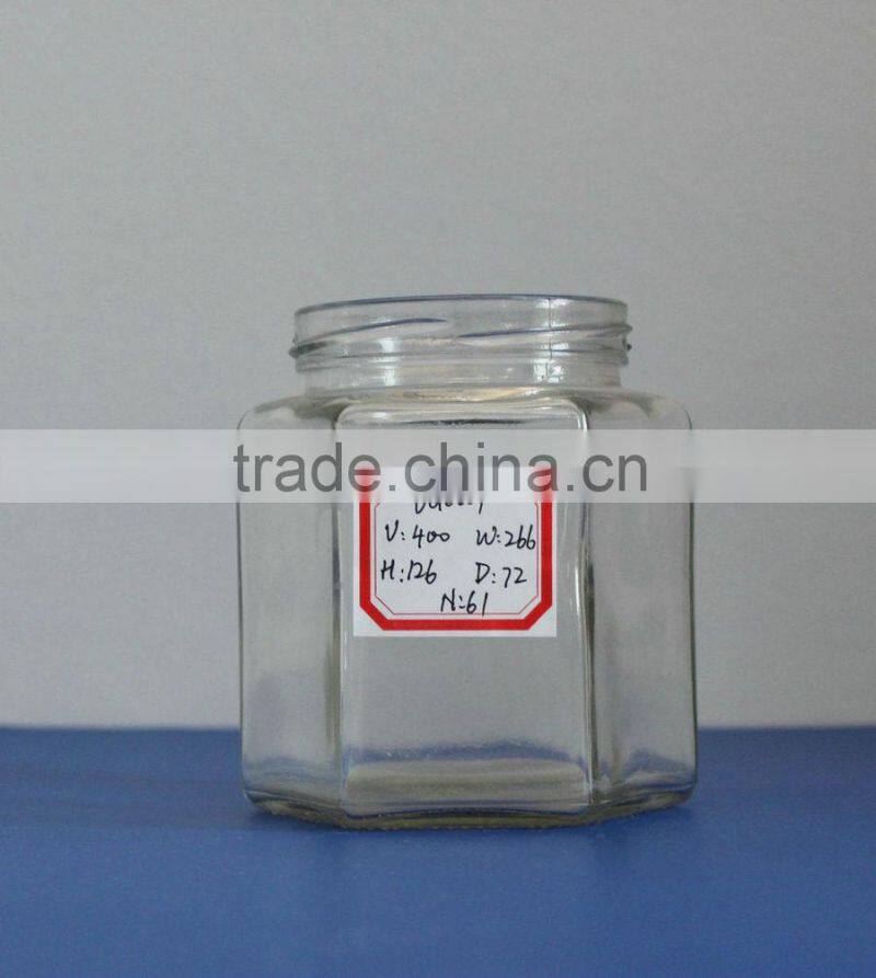 400ml hexagon jar with metal lid