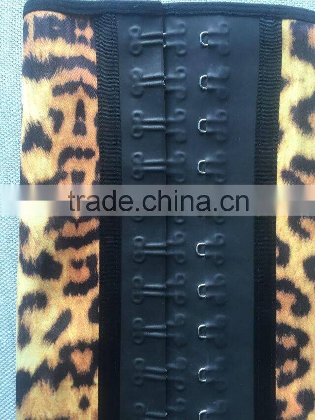 sexy lingerie 3 hook leopard pattern straps waist training corset