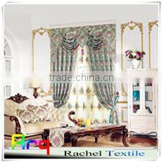 jacquard leaf design polyester cotton t/c fabric linen look good quality 110" size countryside style curtain wholesae