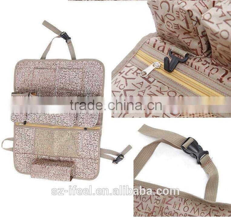 Car Interior Canvas Organizer Bag for Stuff in Seat Gold/Grey