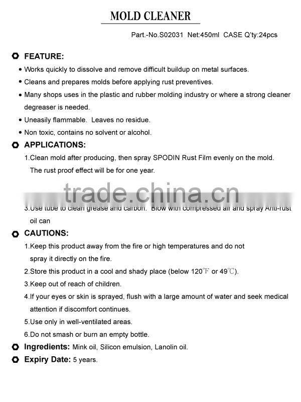 Plastic Injection Mold Detergent Injection Mold Cleaning Solution Injection Mould Cleaner
