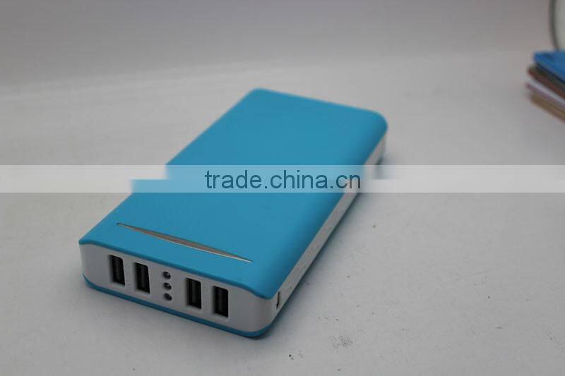 New type portable 20000mah high capacity power bank with 4 USB