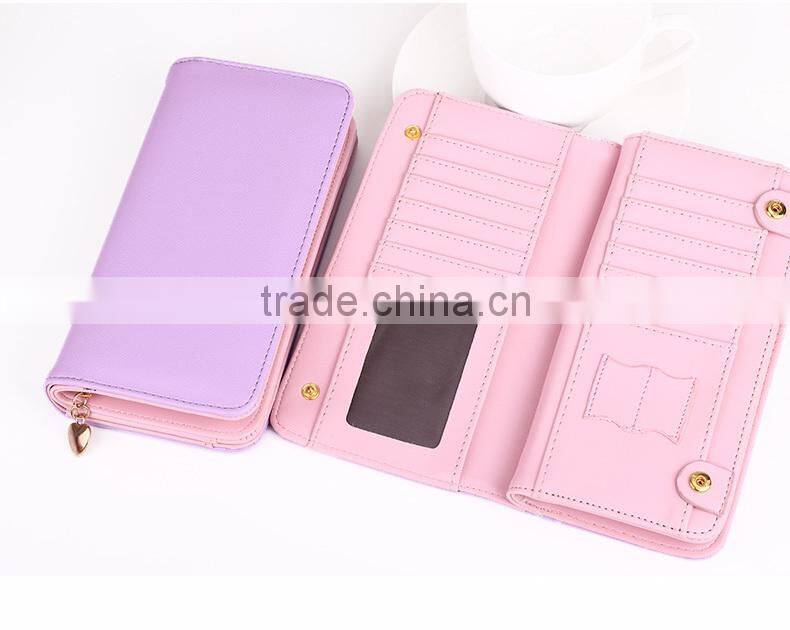 ladys top brand custom logo lady leather zipper wallet .zippered ladies leather wallet, leather wallet ladies multicolor famous