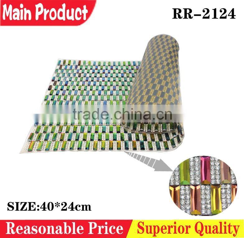 Green aluminum strass mesh trimming ,crystal rhinestone sheet