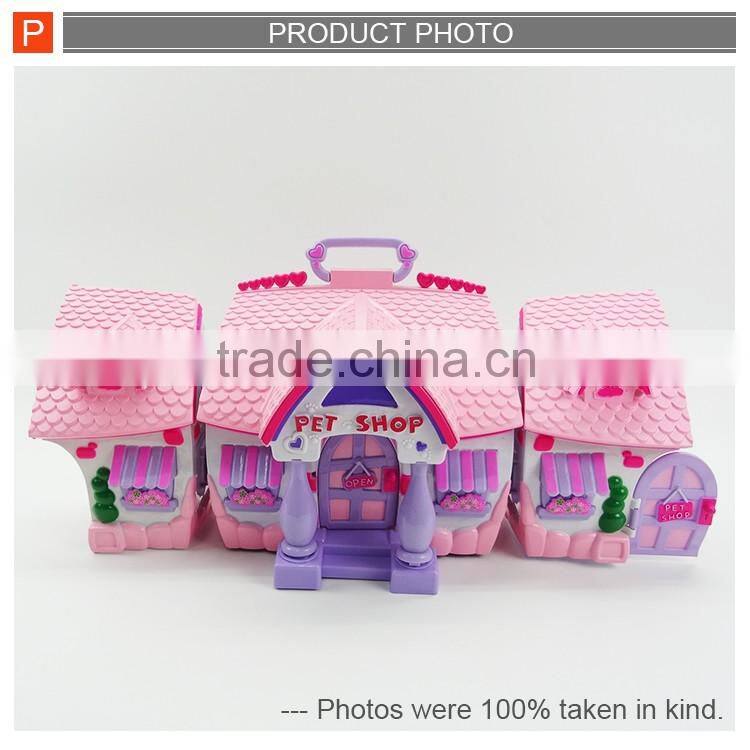 Lovely diy toys plastic beautiful house pet shop toys