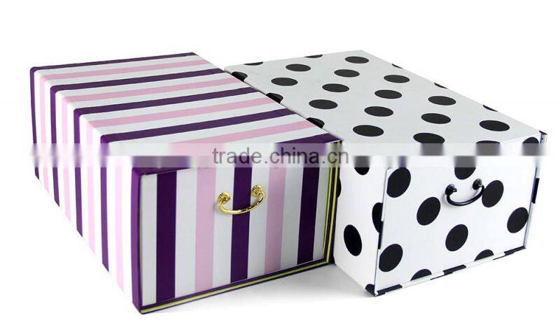 Metal handle cardboard storage box customized cardboard paper box drawer storage box
