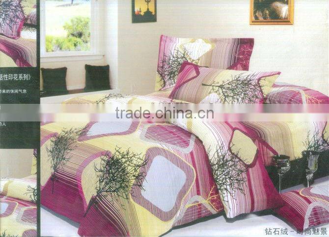 70gsm bedding set/100%polyester dispersed velour /pigment print/many designs/nantong factory