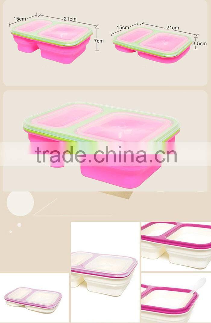 2 Blocks Lunch Box Kids Food Container Soup Cup Spoon Microwaveable Dinnerware Set