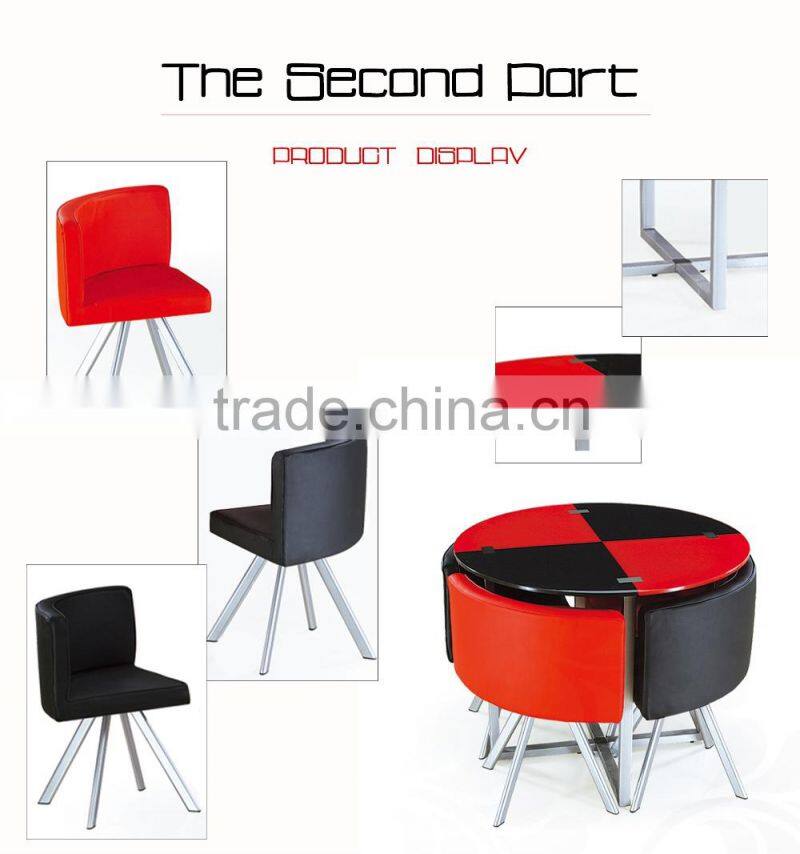 Hot Sale Cheap Used Dining Table Glass Top Metal Legs Dining Set 1 Table 4 Chair