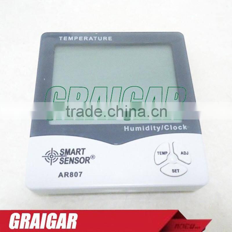 Smart sensor AR807 LCD Digital Hygrometer Thermometer Wet and Dry Thermometer Meter With Calendar & Clock Alarm