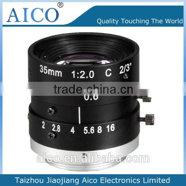cn aico hot sale manual iris CCD CMOS 35 mm 2/3 inch megapixel c mount f2.0 industry lens