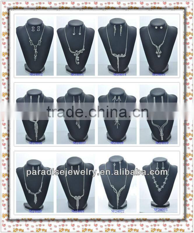 Fashion design Silver Plating YiWu Rhinestone jewelry Necklcae Set-NE24000
