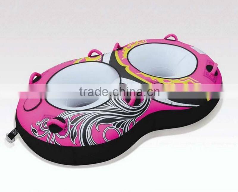 8 shape Infatable double ring/tub, Inner PVC and Nylon cover water ski double ring/tub, water towable equipment double ring/tub