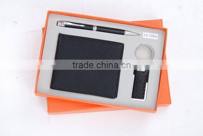 Leather business gift set with key chain
