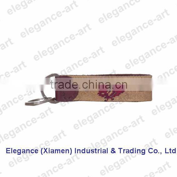 Custom Needlepoint Key Fob, Leather Key Chain for Gift